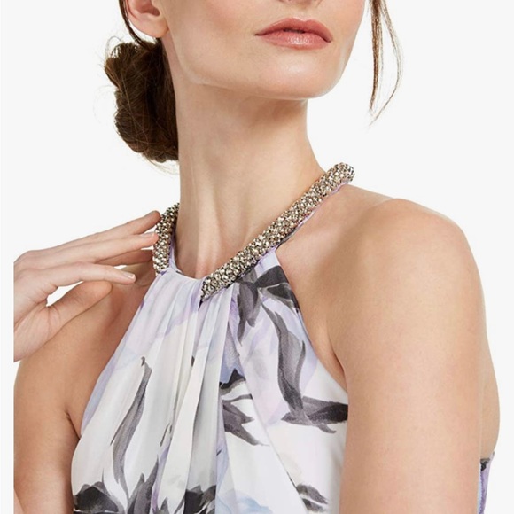 Calvin Klein Purple and White Halter Maxi Gown for Weddings - Picture 6 of 11